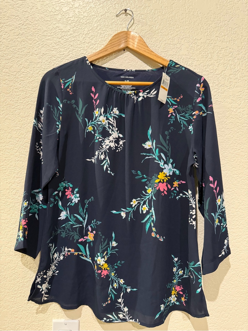 Van Heusen Navy Floral Long Sleeve Blouse